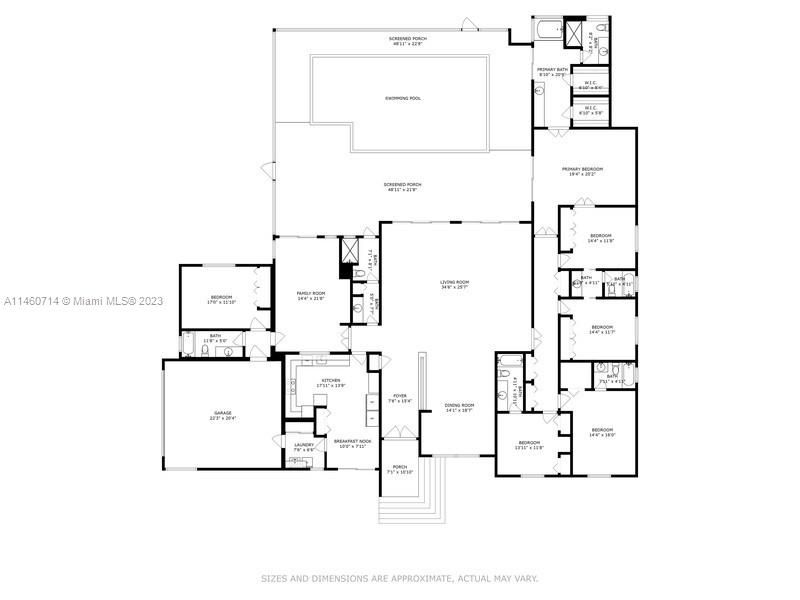 HERE IS THE FULL FLOOR PAN OF THE HOME WITH THE ROOM MEASUREMENTS.