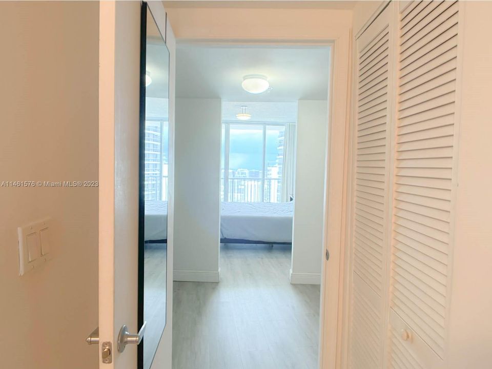 Hall between bath and bedroom