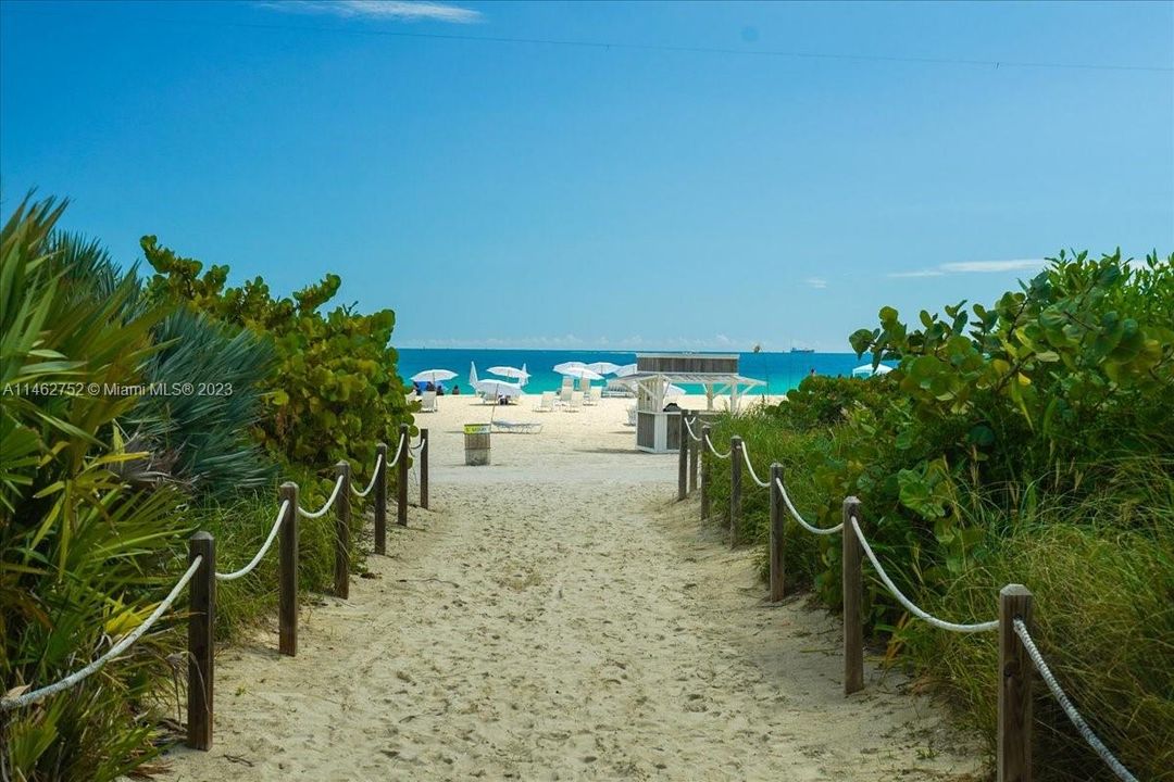 The gate from the pool area leads to the boardwalk and this path to the beach