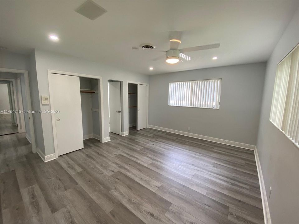 3rd Bedroom with ceiling fan and 2 closets. Bathroom access from bedroom and from hallway