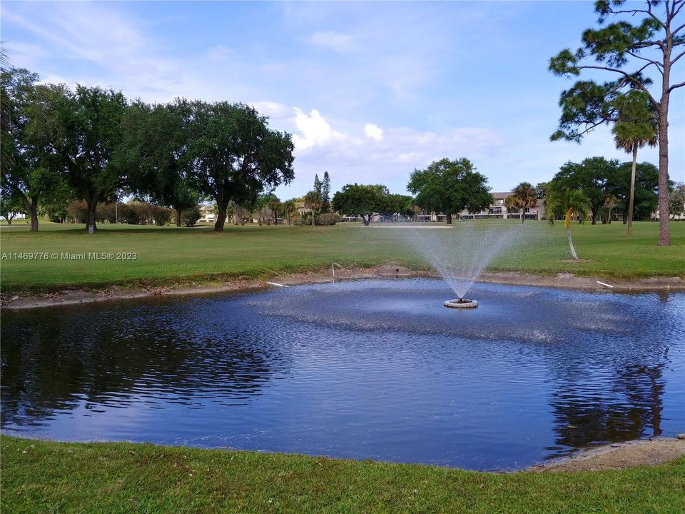 Fountain lakes along the course