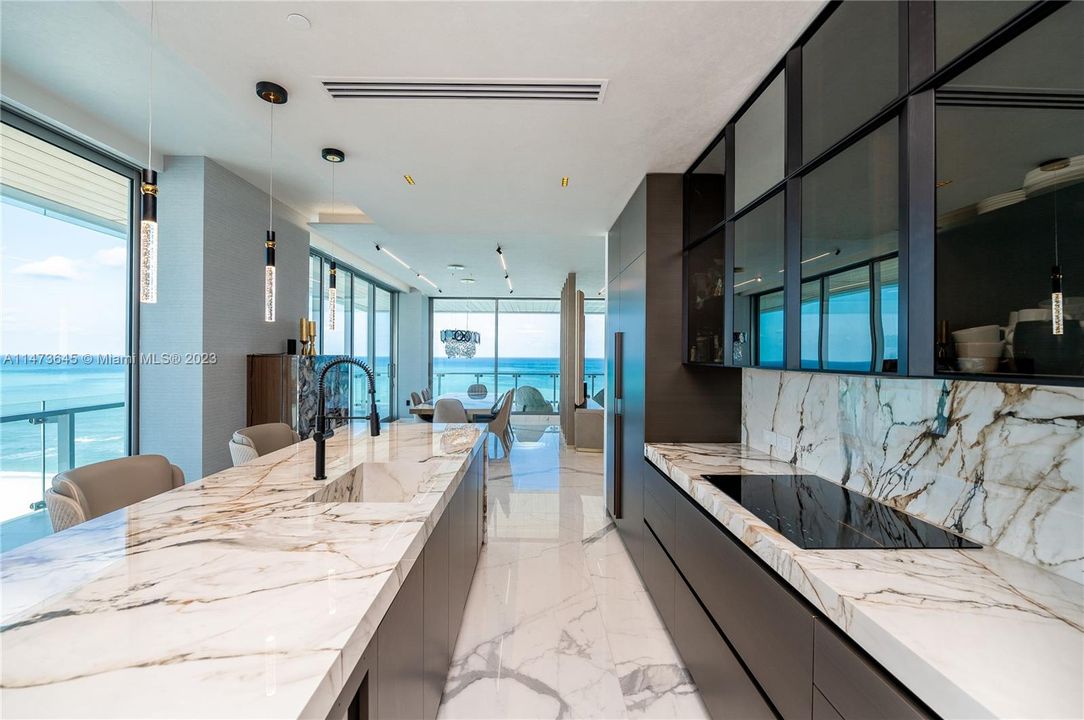Kitchen with ocean view