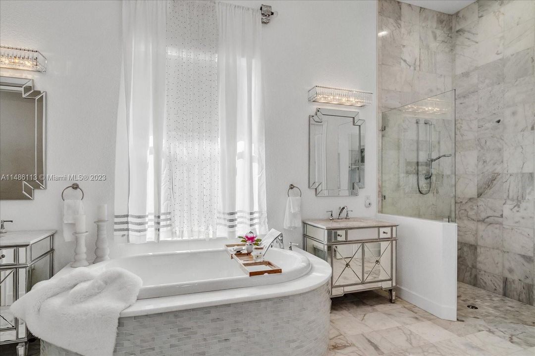 Grand style and design in this luxurious master bath