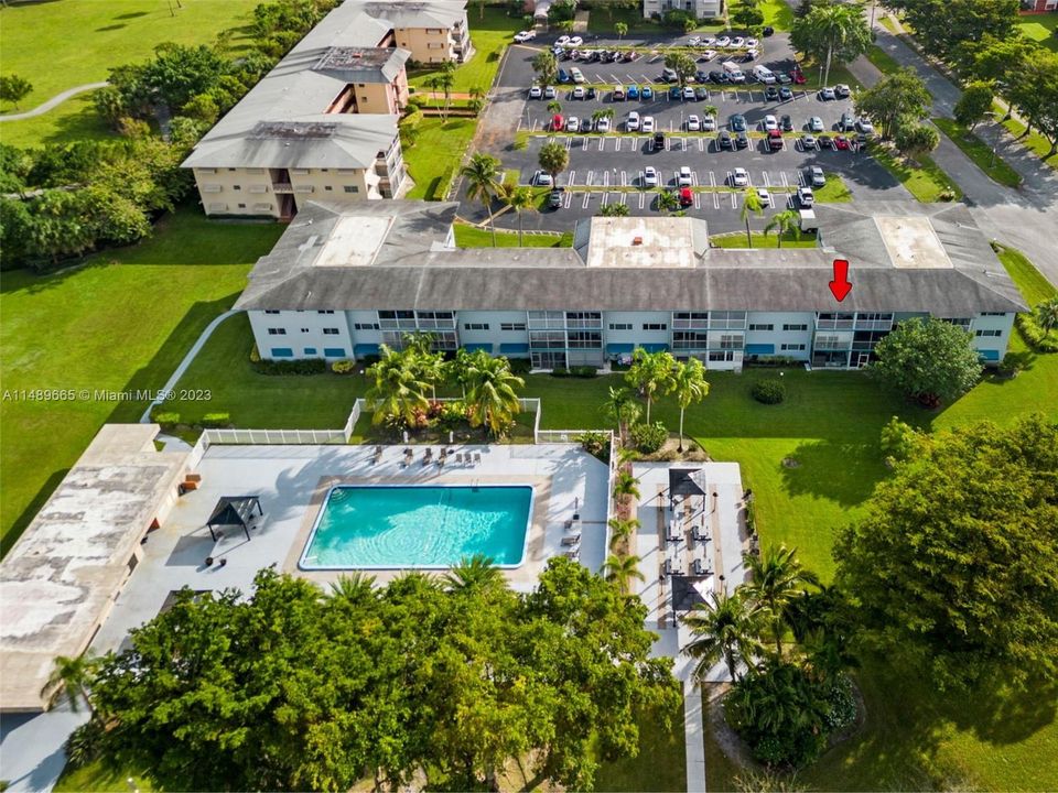 View of the Pool, Fitness Center, and Balcony