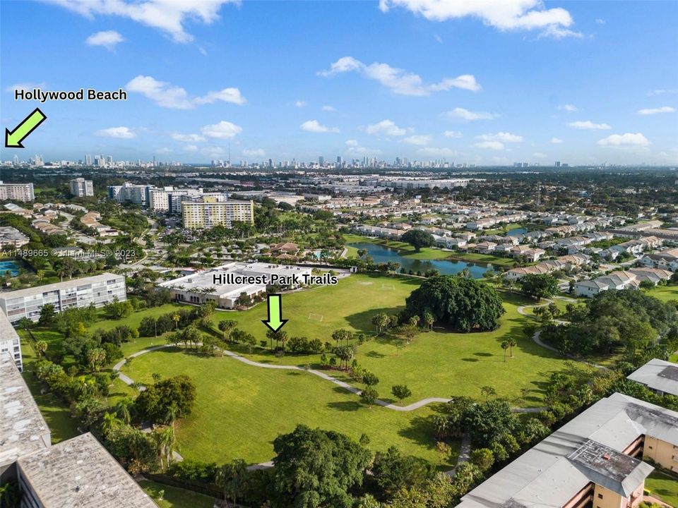 Aerial Aerial View of Park Trails and Lakes
