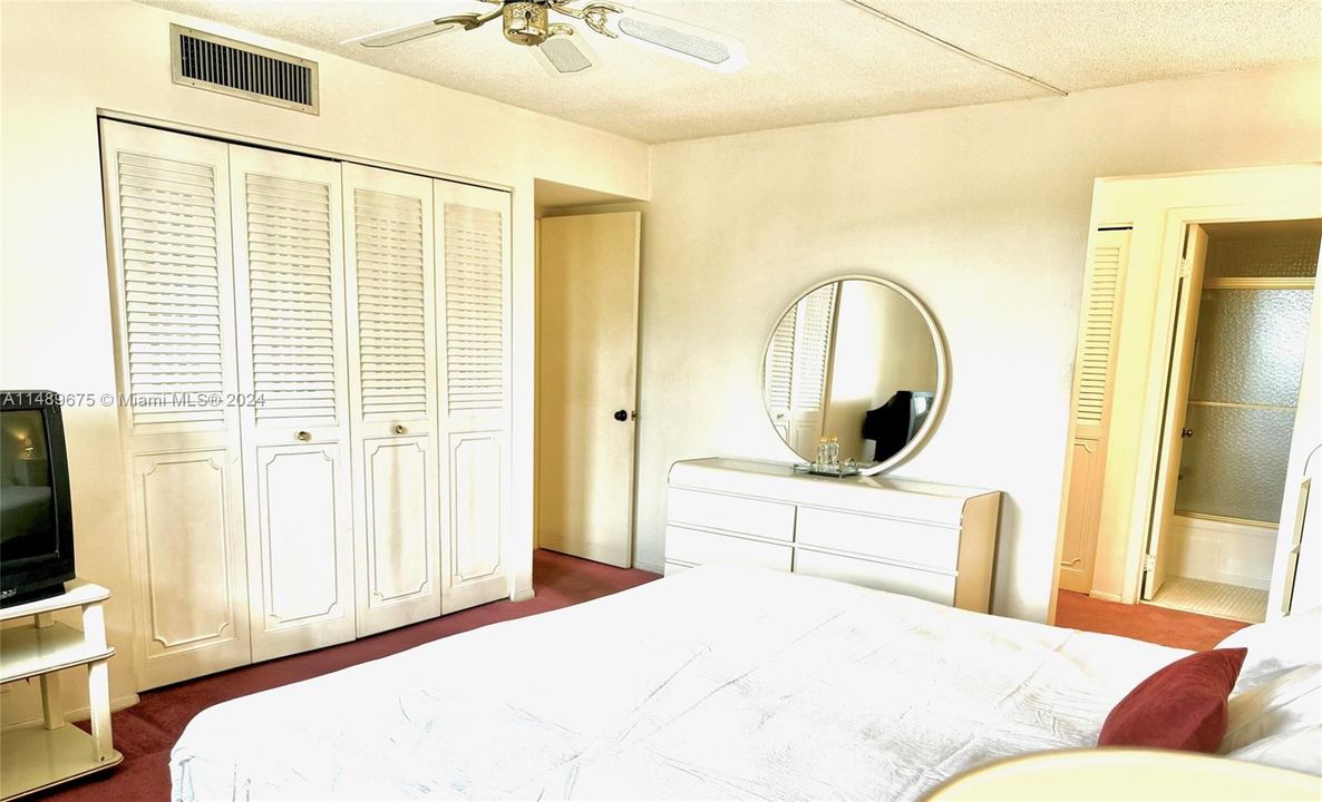 Spacious primary bedroom with 2 closets.