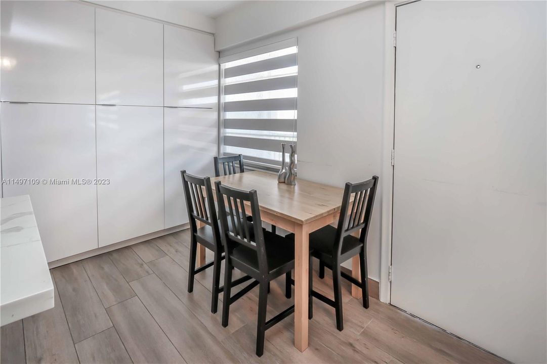 Dining Area with New Blinds and Lots of Storage Space!