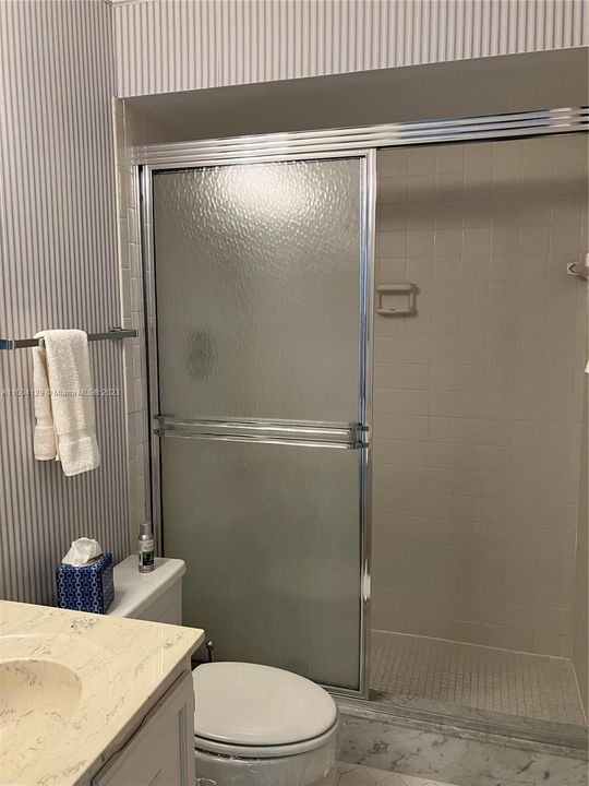 Full size shower in guest bathroom