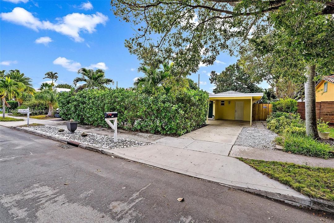 Driveway and carport.