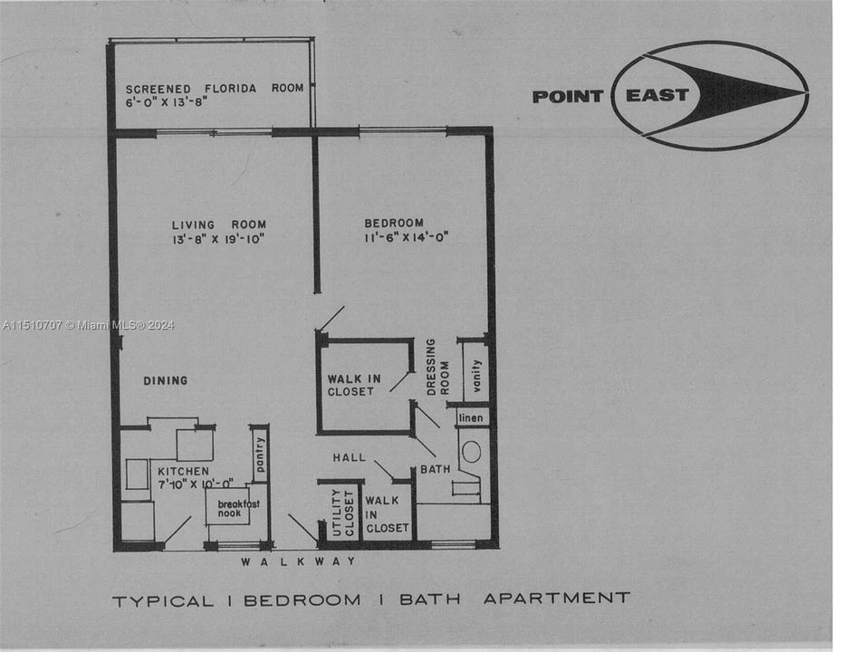 One bedroom, One bath 768 square feet