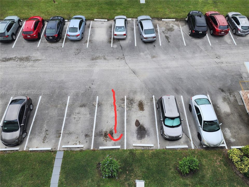 Assigned parking space in front of building