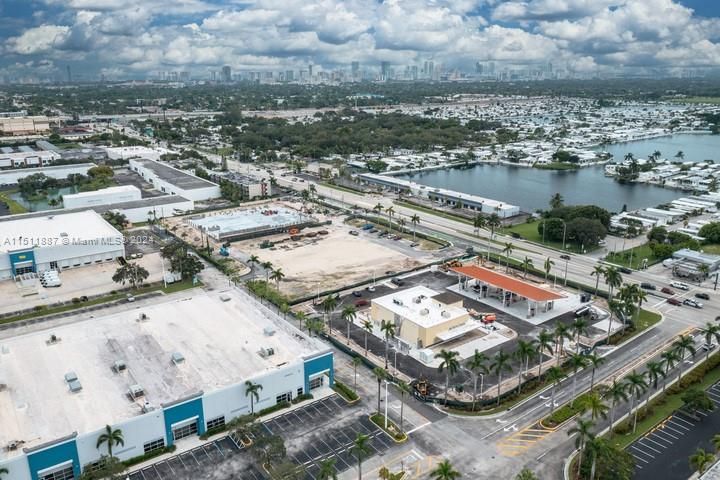 Aerial with downtown Miami in the background