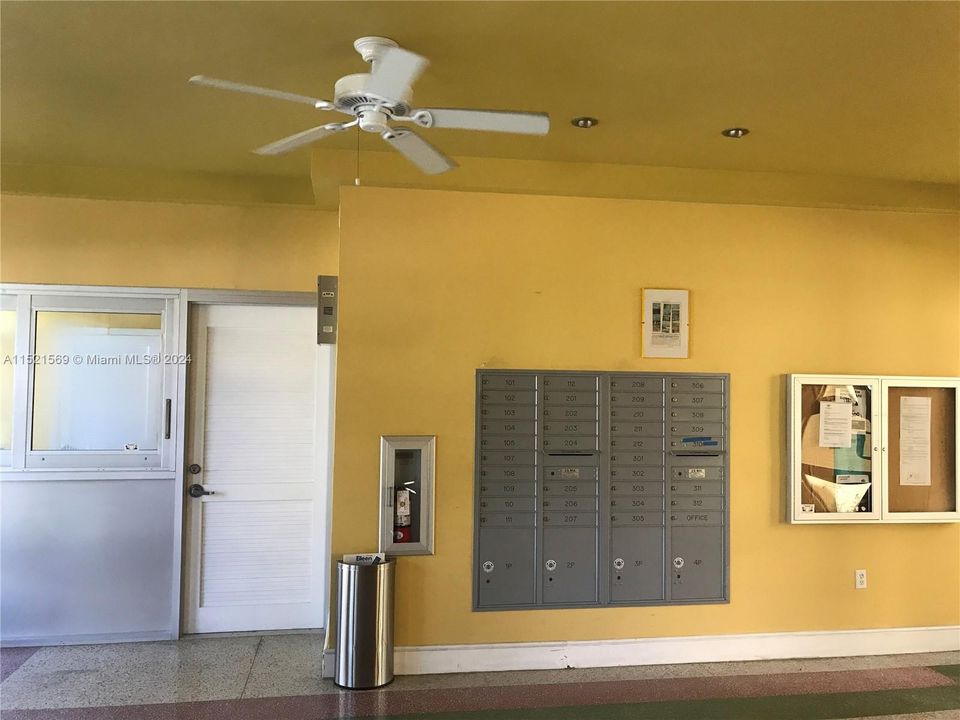 mail room in the lobby