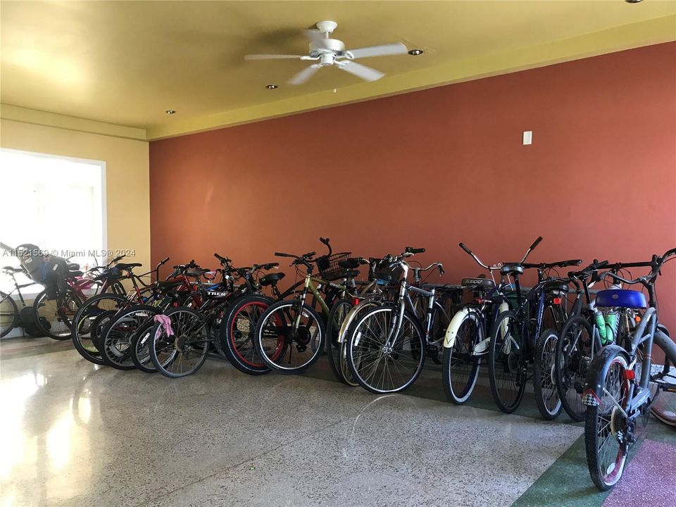 bike storage in the lobby