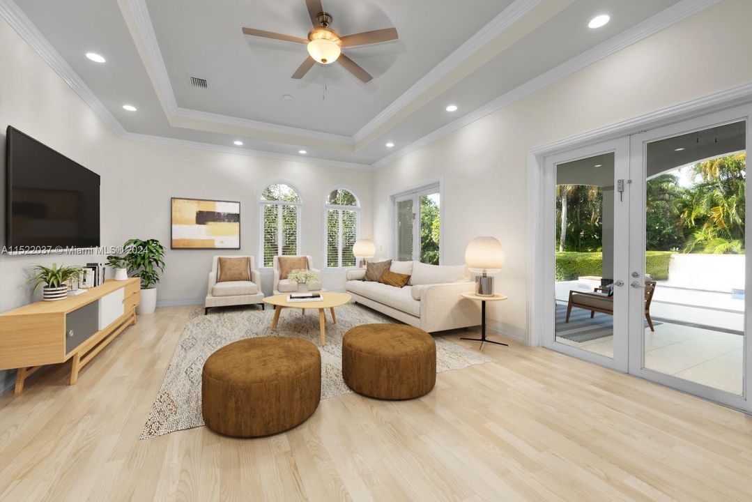 Digitally staged family room