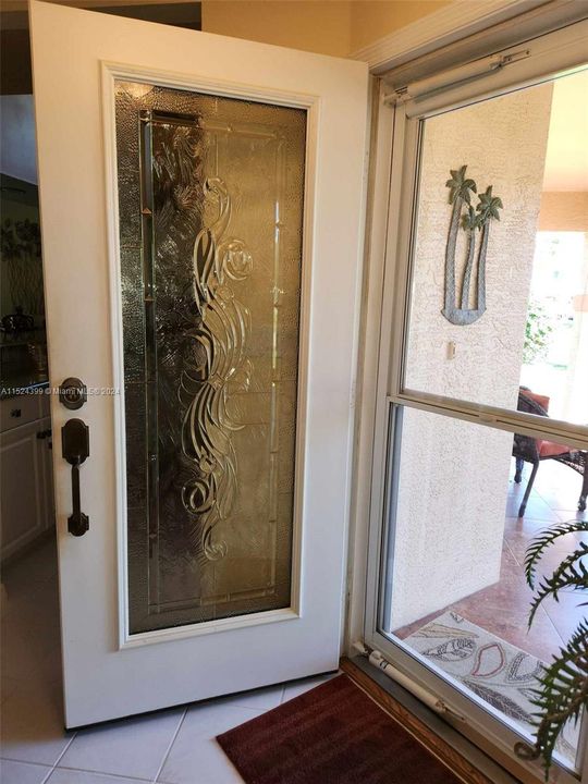 Beautiful leaded glass front door.