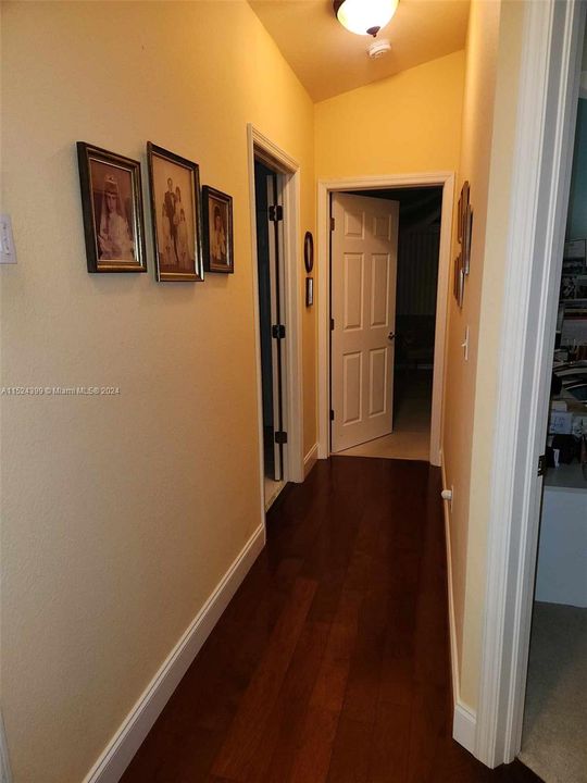 2nd floor hallway has wood floors