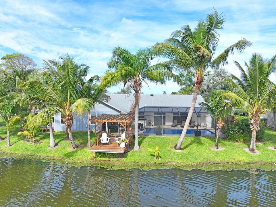 Back view of dock and lake