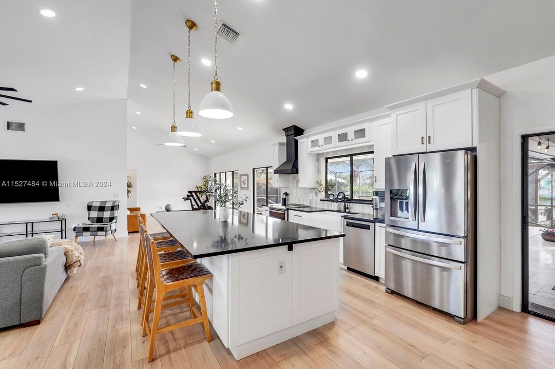 Kitchen view with island