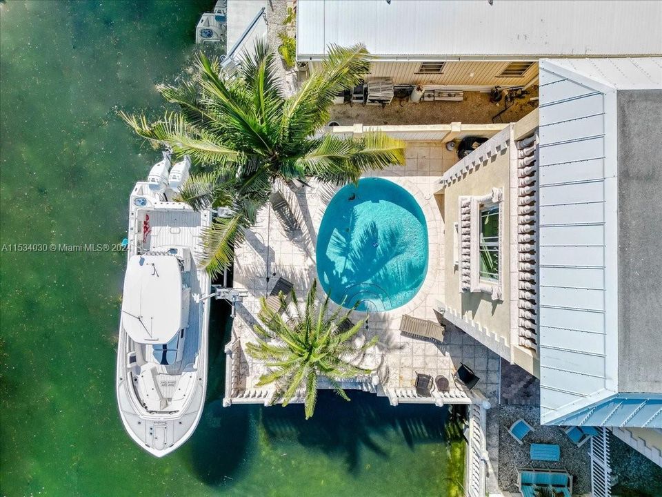 Aerial Pool, Deck, and Boat Lift