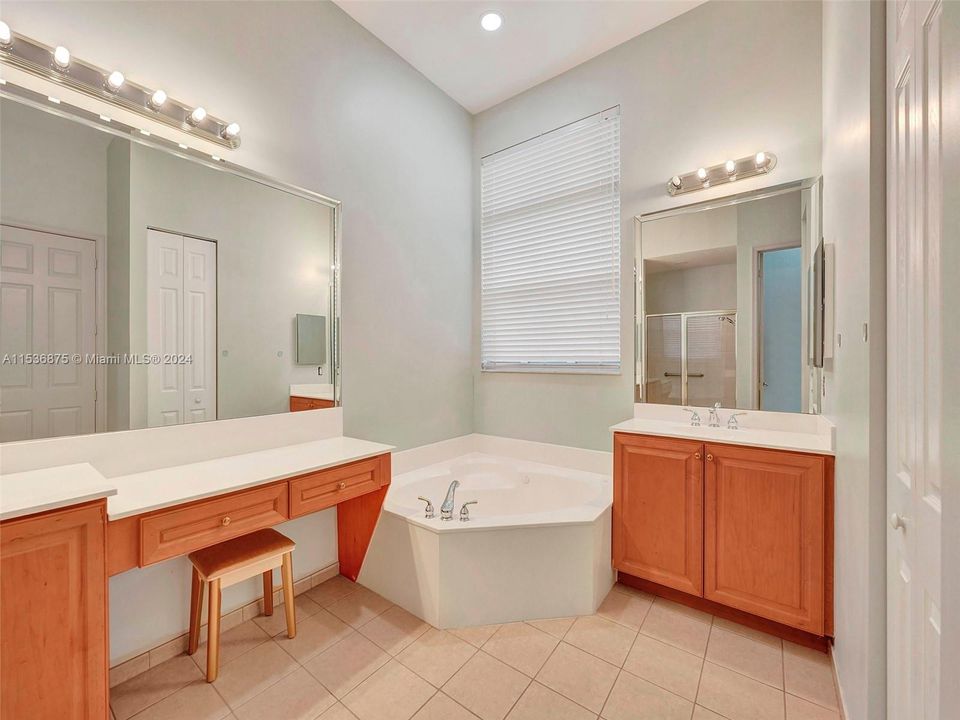 Master bathroom right view with jacuzzi