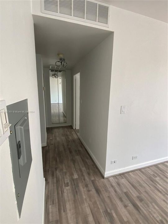 Hallway from living room towards bedroom