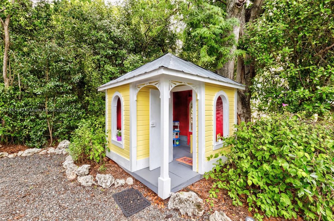 Custom-Built PlayhouseHow Awesome is this!!! Matches the Main Home and the perfect hangout for Kids of all ages!!