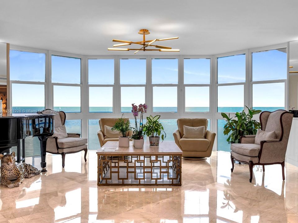 Hillsboro Ocean Club Condo Unit Living Room with Ocean Views