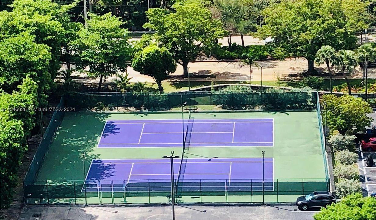 2 recently resurfaced tennis courts