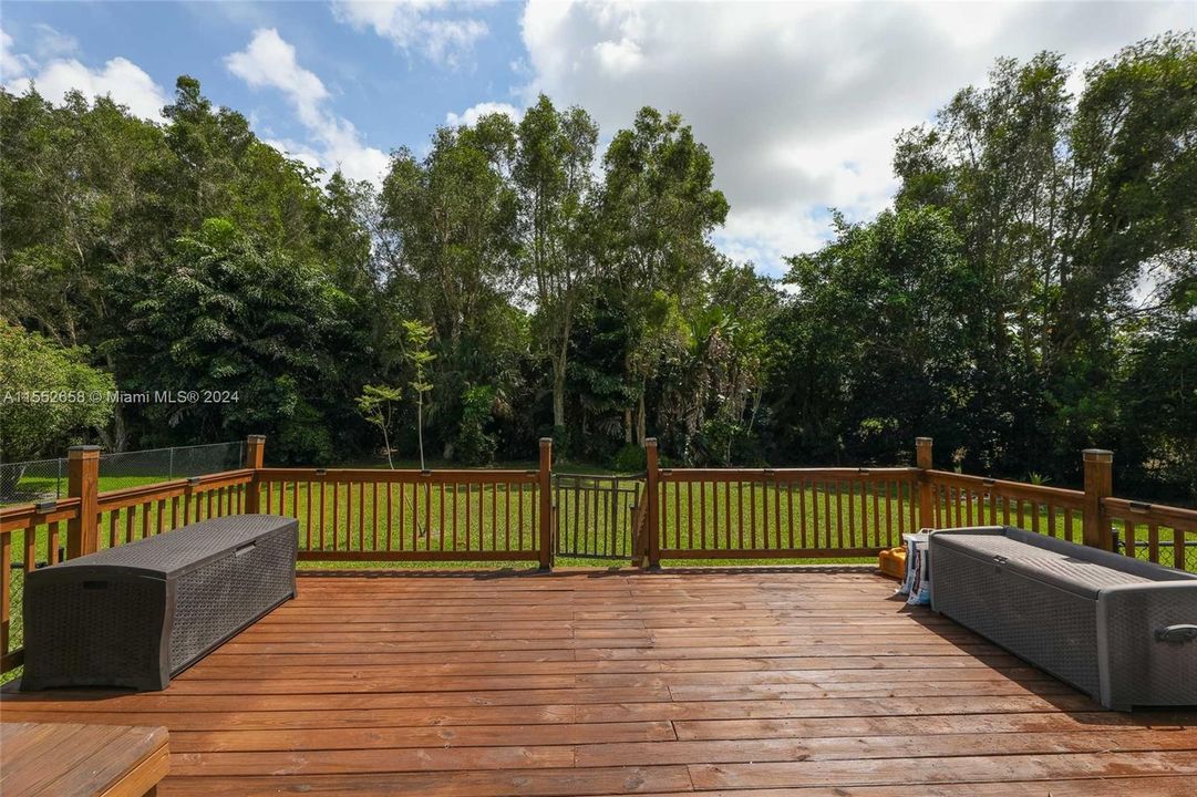 Recently refinished wood deck for extra entertaining space