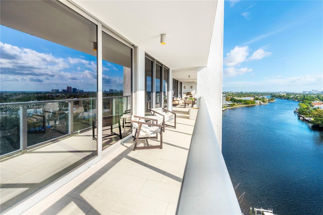 72' Long Private Terrace with Sweeping Views of the Ocean, Intracoastal, Parks & Middle River