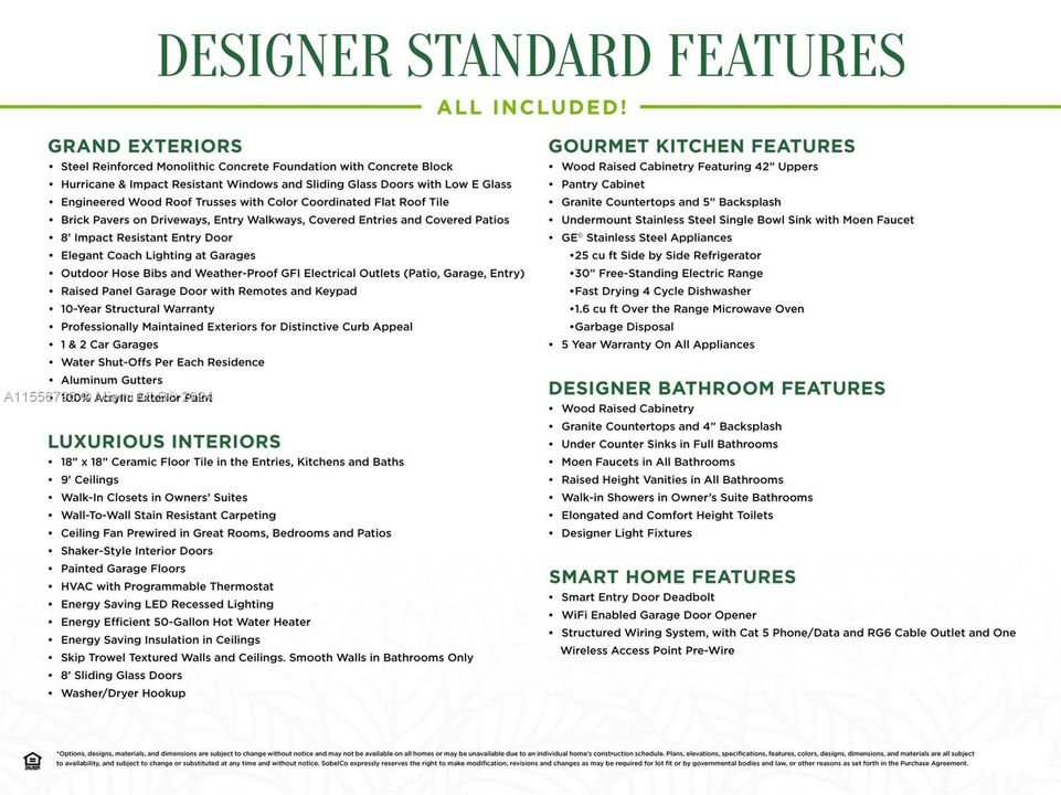 Standard Features Included in Every Home