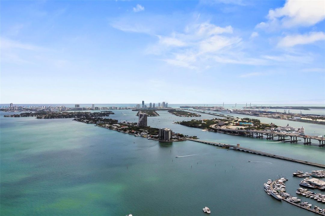 Amazing water views and just across the causeway to Miami Beach.