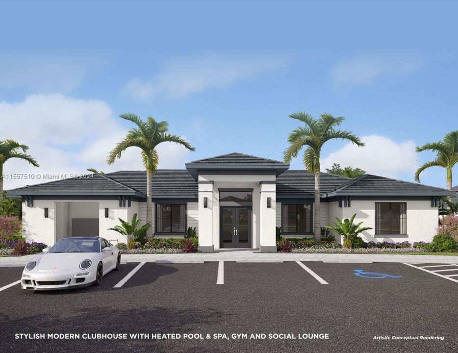 Modern Community Clubhouse with Fitness Center, Social Lounge and Heated Pool & Spa