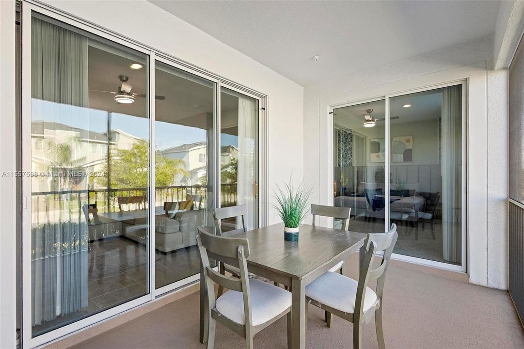 Balcony access sliding doors from master bedroom and from living room