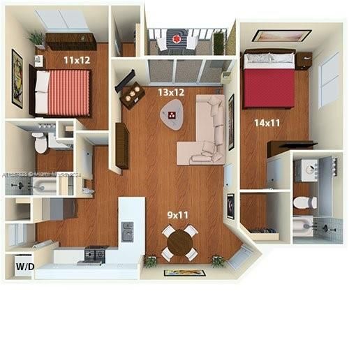 Active With Contract: $3,139 (2 beds, 2 baths, 1054 Square Feet)