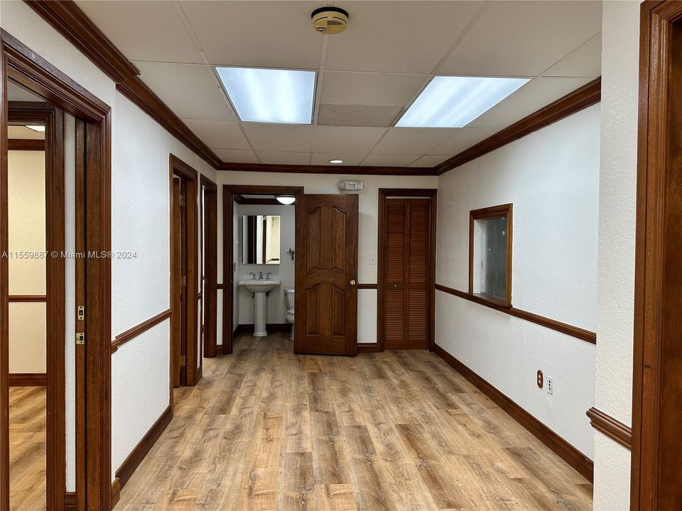 Secretarial area, lobby window, private bth & closet for fridge/micro/storage