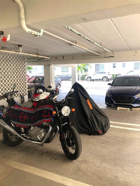 Garage covered space for motorcycles as well