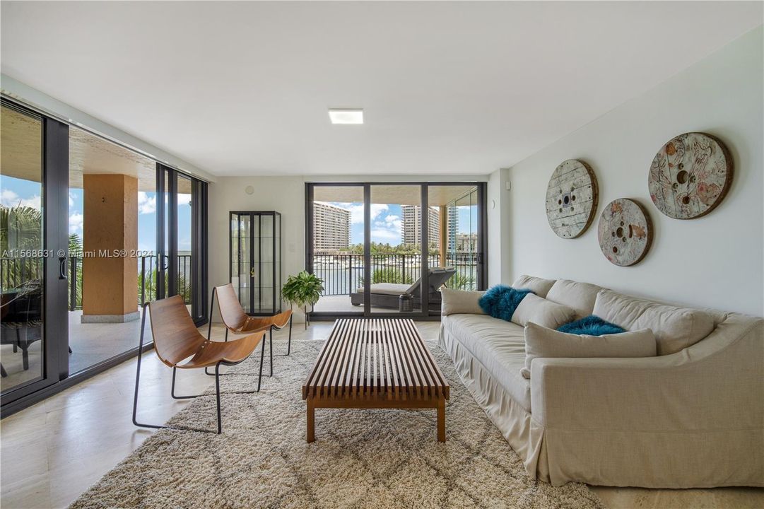 Living room with a view!! Right on Biscayne Bay!