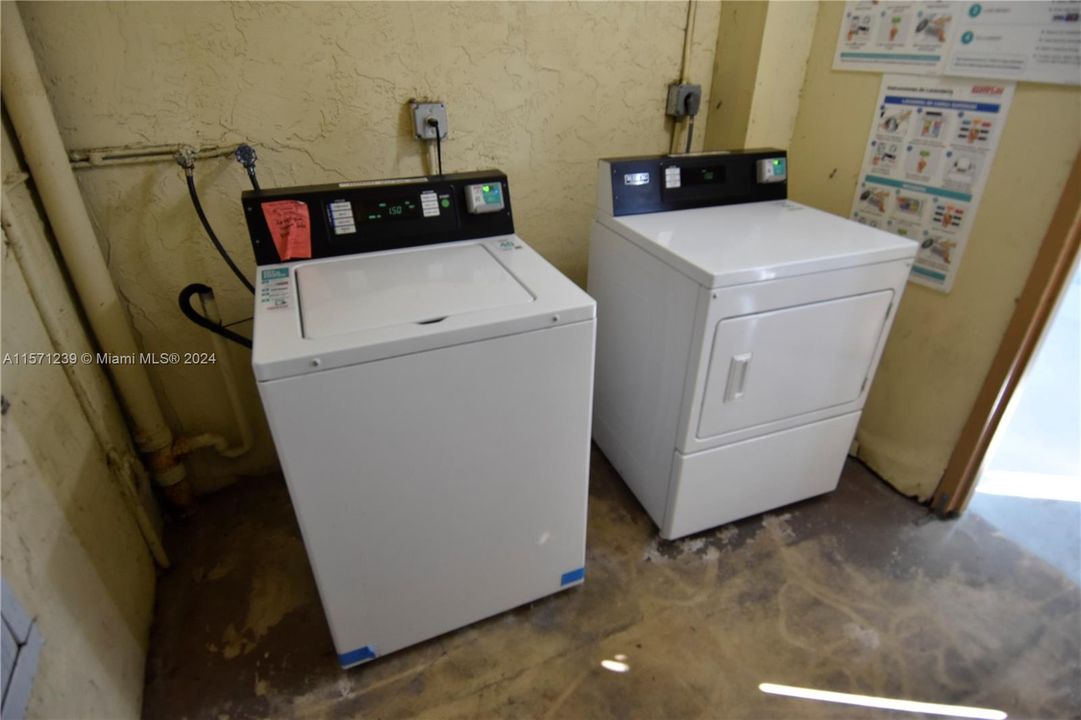 The washer and dryer are located on the same floor of the unit.