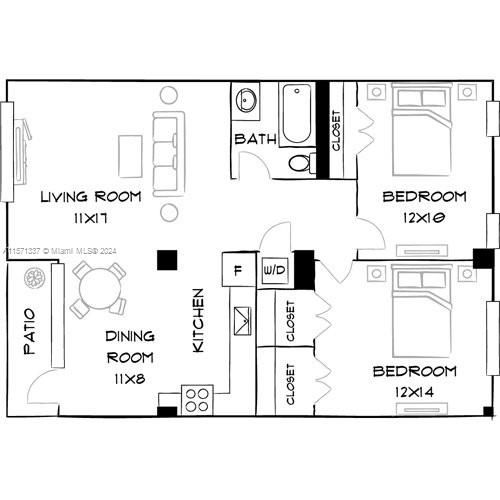 Active With Contract: $3,873 (2 beds, 1 baths, 931 Square Feet)