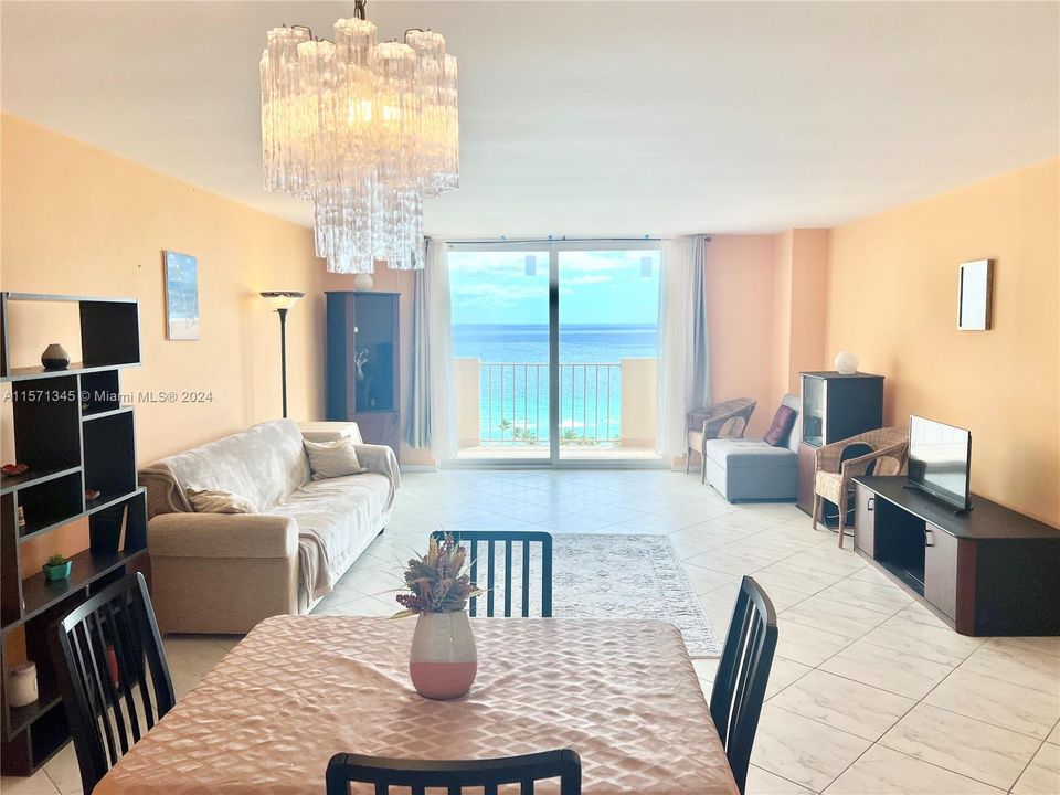KITCHEN, LIVING, DINING ROOM - DIRECT OCEAN/BEACH VIEWS FROM 20th FLOOR