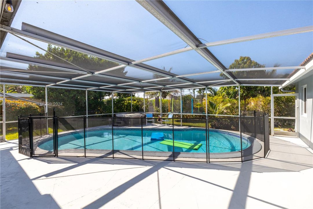 Pool with security fence