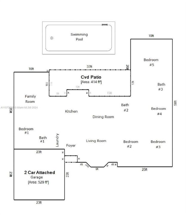 Floor plan as per appraiser sketch, living area approx. 2.772 sq ft