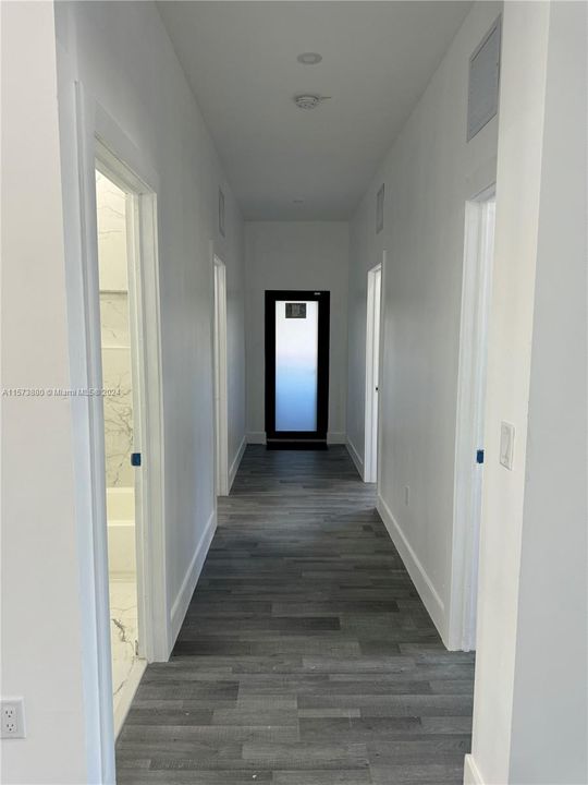 Hallway with 3 bedrooms 1 bath with private entrance