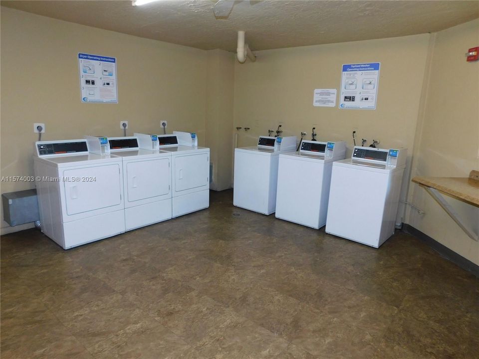 3 washing machines and 3 dryers on each floor