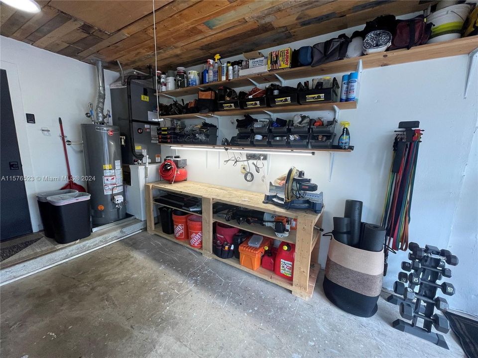 Garage with new A/C and water heater