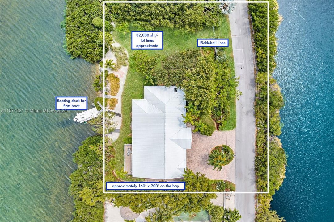 32,000 sf, 200' on the bay! Private road