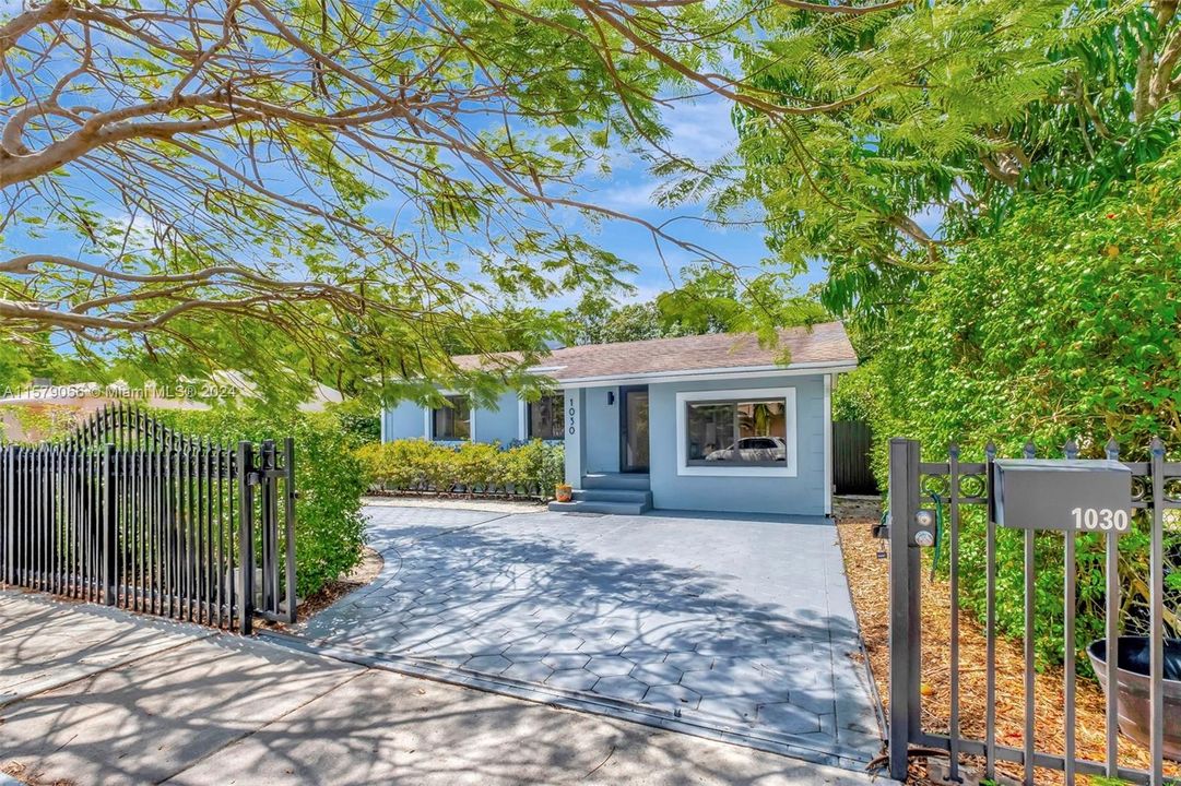 Front entrance with circular driveway.
