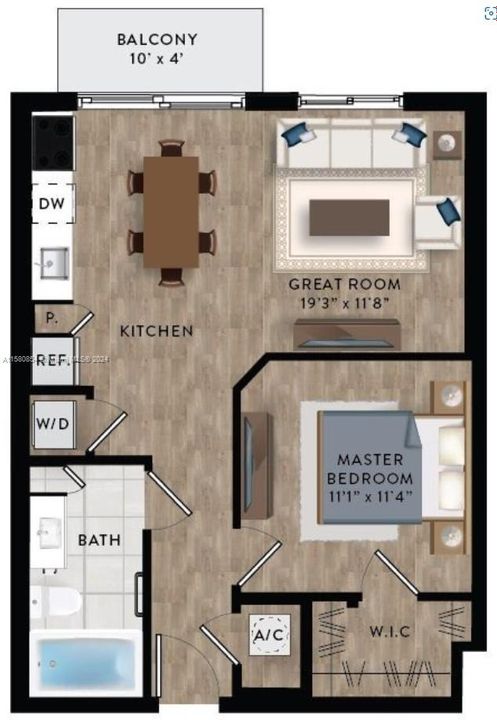 For Rent: $2,986 (1 beds, 1 baths, 664 Square Feet)